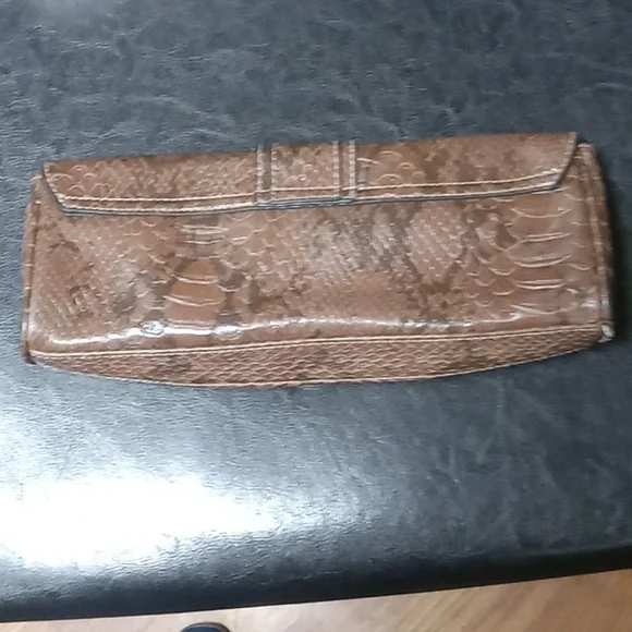 Apt. 9, brown snakeskin pattern, clutch - Picture 3 of 8